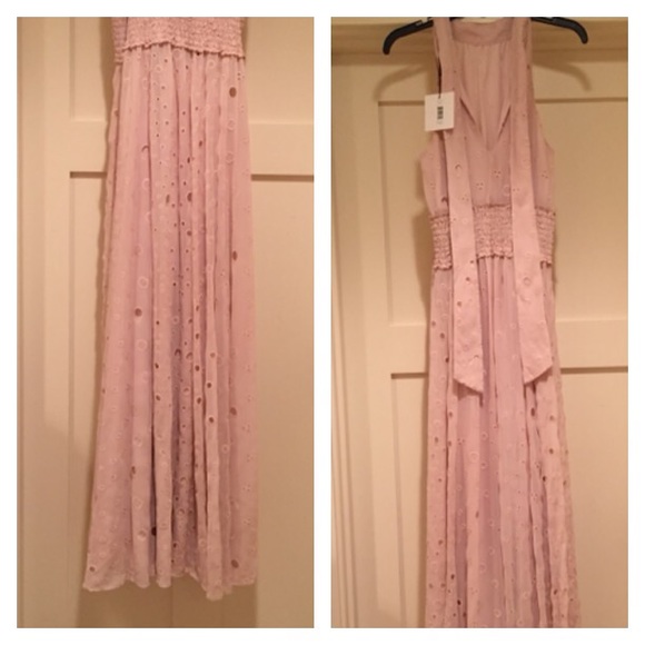 Zac Posen Calypso smocked waist halter eyelet gown - Picture 4 of 8